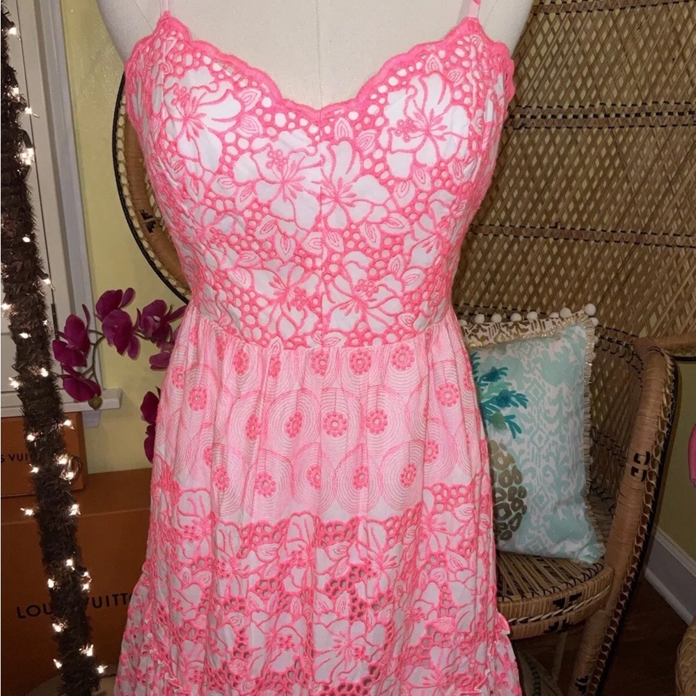 Lilly Pulitzer NWT Kyla Maxi Dress Lilly’s Coral Garden Eyelet Size 12,14 - Picture 9 of 16